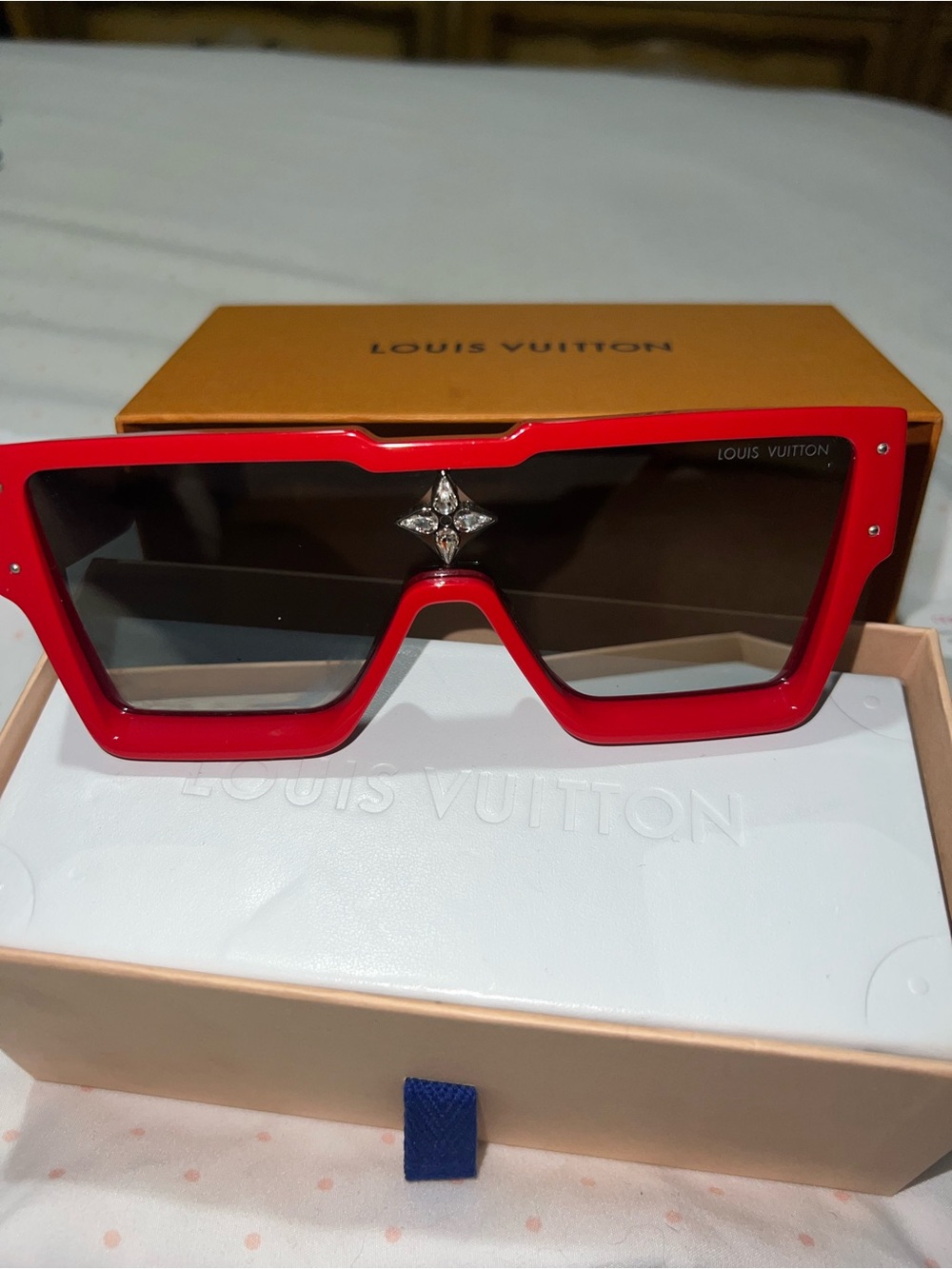 Louis Vuitton Acetate Swarovski Crystal Cyclone Sunglasses Z1578W Red